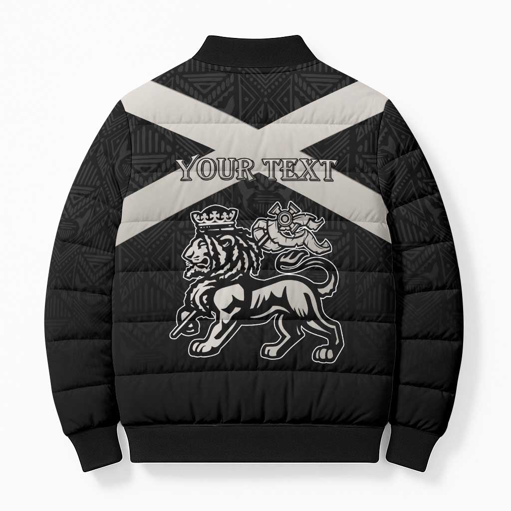 Personalized Jamaica Bomber Puffer Jacket Coat Of Arms With Rastafarian Lion Silver Color - Wonder Print Shop