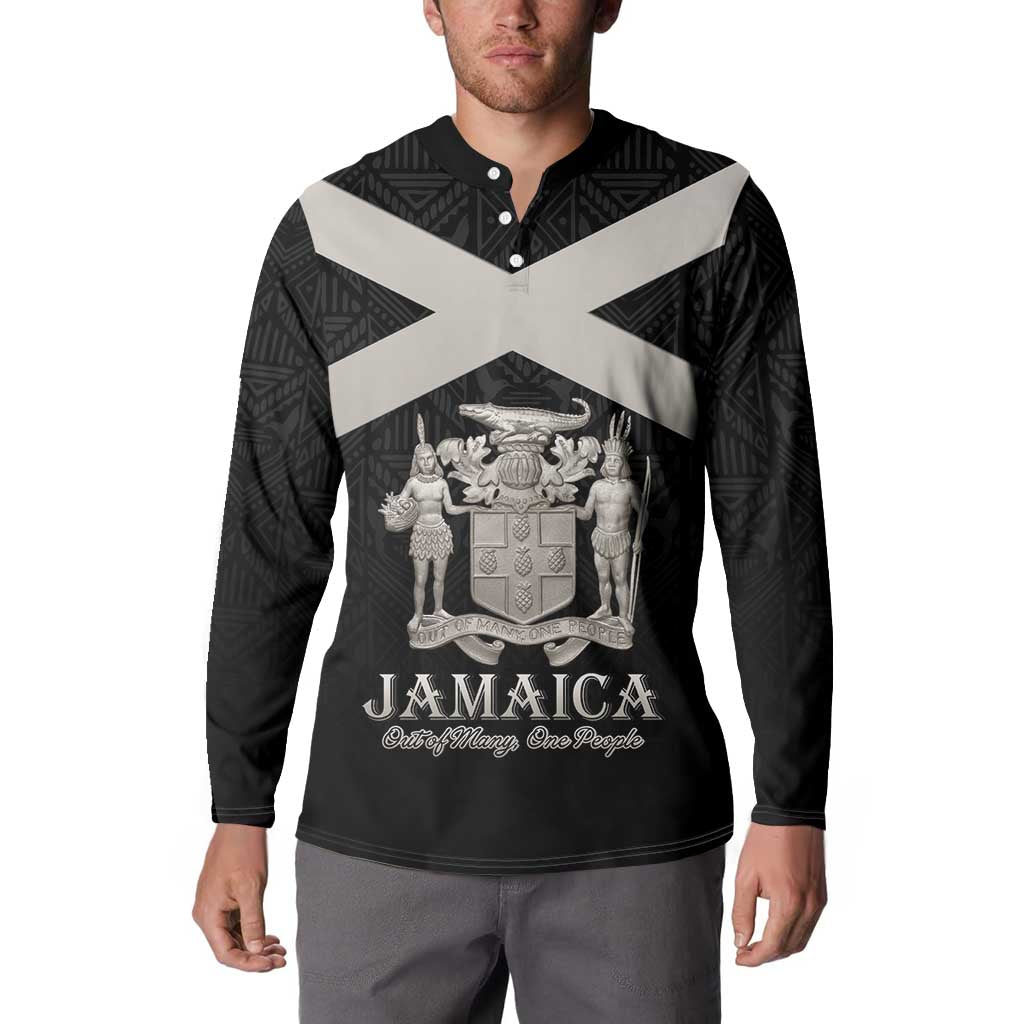 Personalized Jamaica Button Sweatshirt Coat Of Arms With Rastafarian Lion Silver Color - Wonder Print Shop