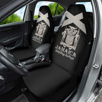 Jamaica Car Seat Cover Coat Of Arms With Rastafarian Lion Silver Color - Wonder Print Shop