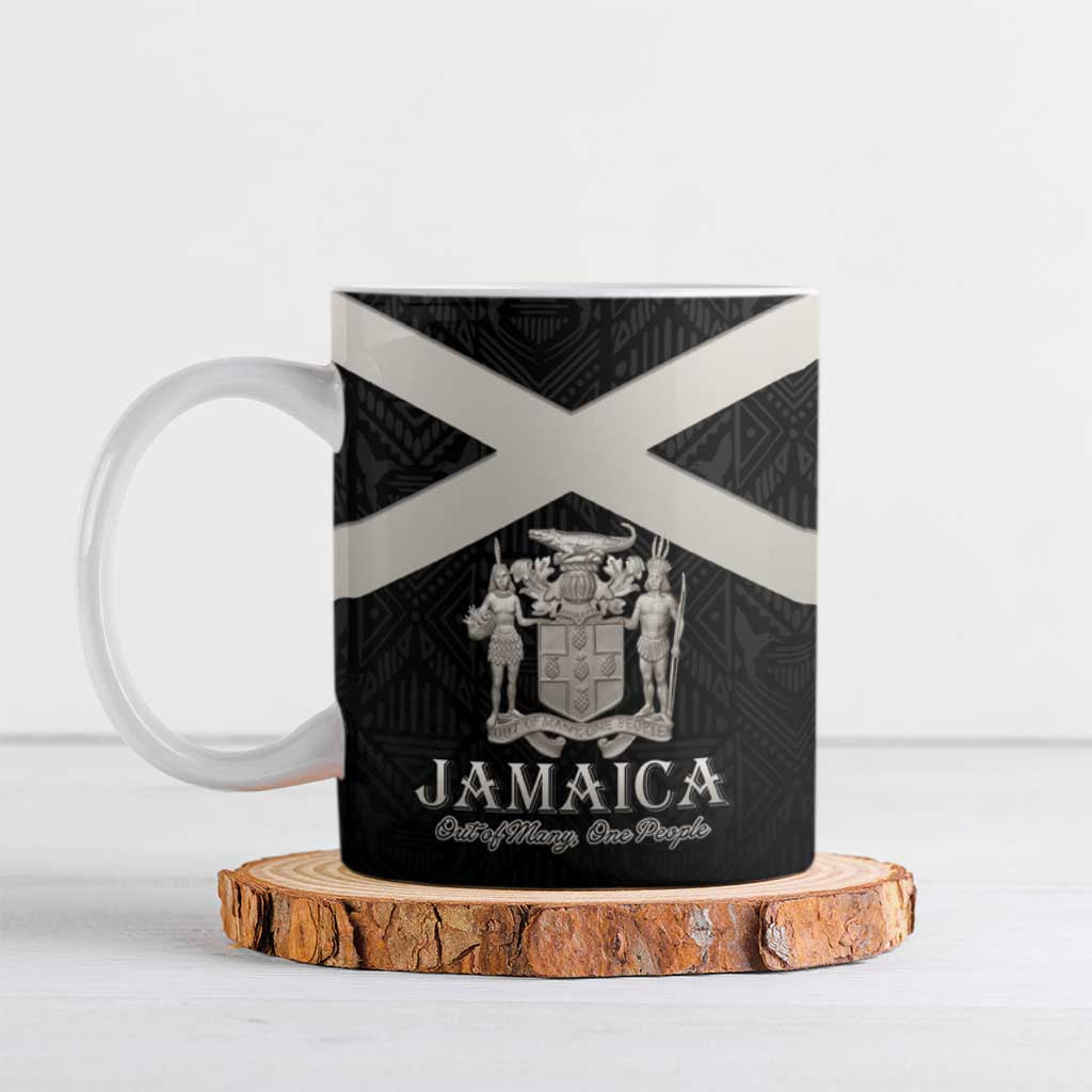 Personalized Jamaica Ceramic Mug Coat Of Arms With Rastafarian Lion Silver Color - Wonder Print Shop