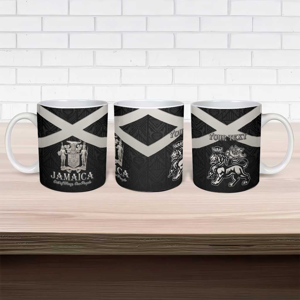 Personalized Jamaica Ceramic Mug Coat Of Arms With Rastafarian Lion Silver Color - Wonder Print Shop