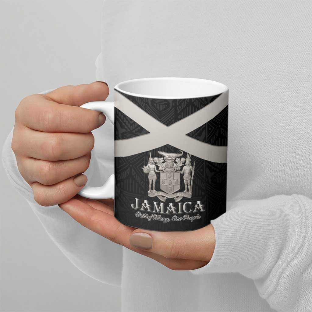 Personalized Jamaica Ceramic Mug Coat Of Arms With Rastafarian Lion Silver Color - Wonder Print Shop