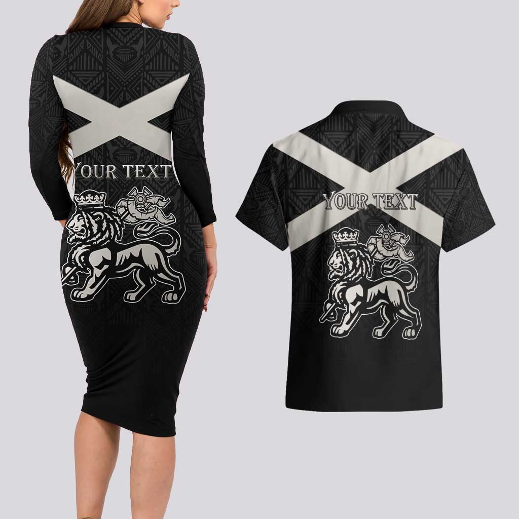 Personalized Jamaica Couples Matching Long Sleeve Bodycon Dress and Hawaiian Shirt Coat Of Arms With Rastafarian Lion Silver Color - Wonder Print Shop