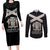 Personalized Jamaica Couples Matching Long Sleeve Bodycon Dress and Long Sleeve Button Shirt Coat Of Arms With Rastafarian Lion Silver Color - Wonder Print Shop