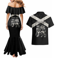 Personalized Jamaica Couples Matching Mermaid Dress and Hawaiian Shirt Coat Of Arms With Rastafarian Lion Silver Color - Wonder Print Shop