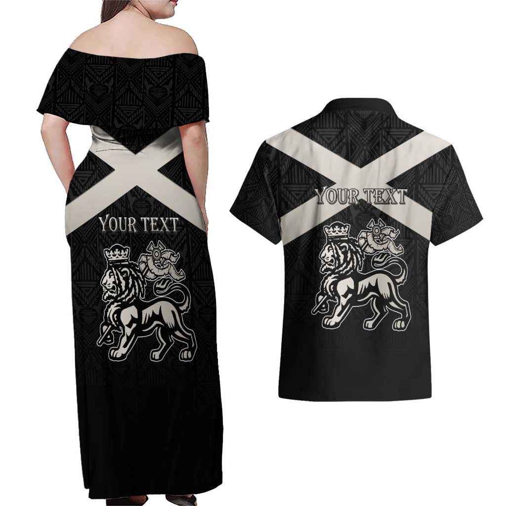 Personalized Jamaica Couples Matching Off Shoulder Maxi Dress and Hawaiian Shirt Coat Of Arms With Rastafarian Lion Silver Color - Wonder Print Shop