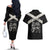 Personalized Jamaica Couples Matching Off The Shoulder Long Sleeve Dress and Hawaiian Shirt Coat Of Arms With Rastafarian Lion Silver Color - Wonder Print Shop