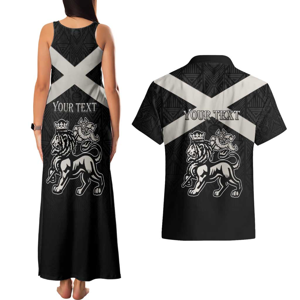 Personalized Jamaica Couples Matching Tank Maxi Dress and Hawaiian Shirt Coat Of Arms With Rastafarian Lion Silver Color - Wonder Print Shop