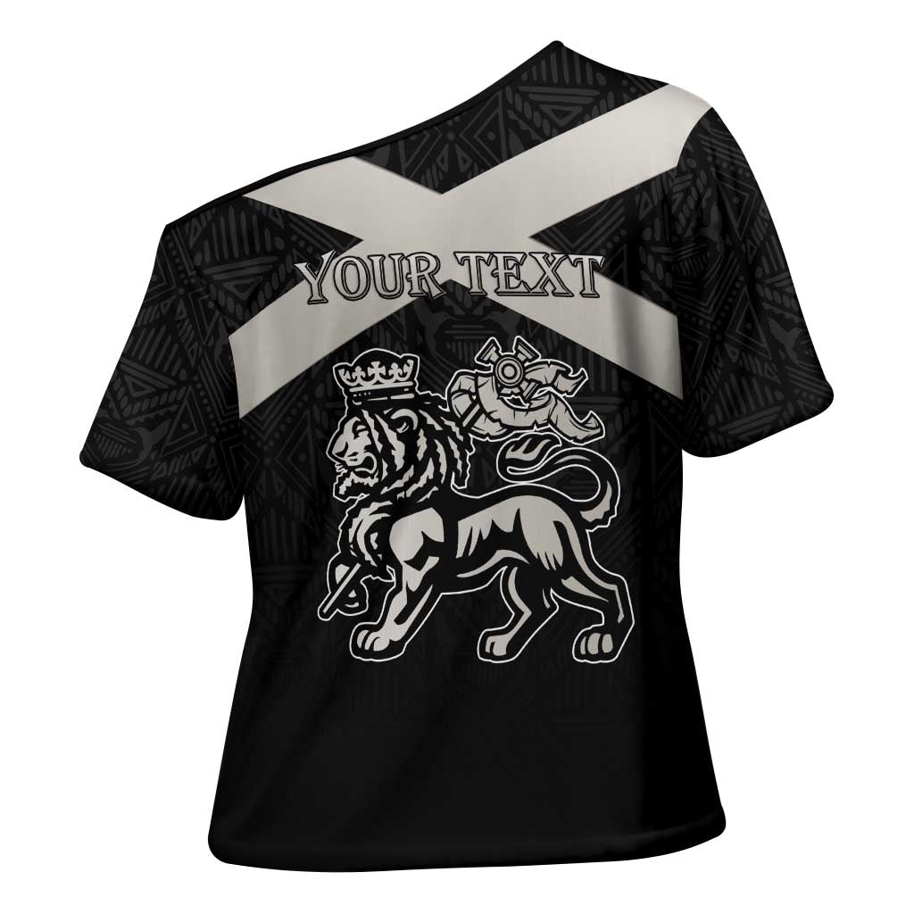 Personalized Jamaica Cross Shoulder Shirt Coat Of Arms With Rastafarian Lion Silver Color - Wonder Print Shop