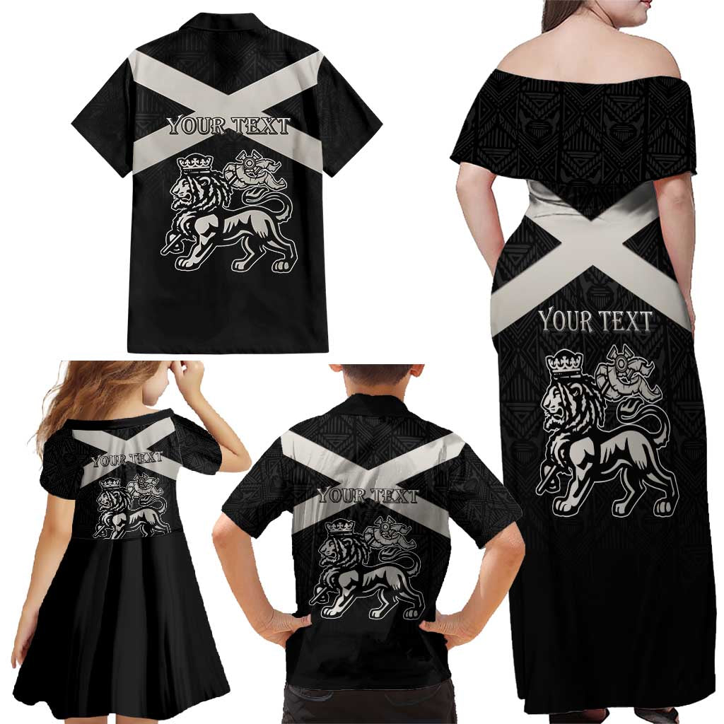 Personalized Jamaica Family Matching Off Shoulder Maxi Dress and Hawaiian Shirt Coat Of Arms With Rastafarian Lion Silver Color - Wonder Print Shop