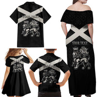 Personalized Jamaica Family Matching Off Shoulder Maxi Dress and Hawaiian Shirt Coat Of Arms With Rastafarian Lion Silver Color - Wonder Print Shop