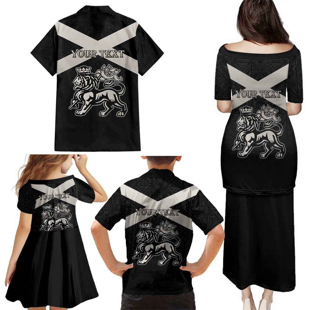 Personalized Jamaica Family Matching Puletasi and Hawaiian Shirt Coat Of Arms With Rastafarian Lion Silver Color - Wonder Print Shop