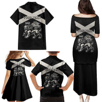 Personalized Jamaica Family Matching Puletasi and Hawaiian Shirt Coat Of Arms With Rastafarian Lion Silver Color - Wonder Print Shop