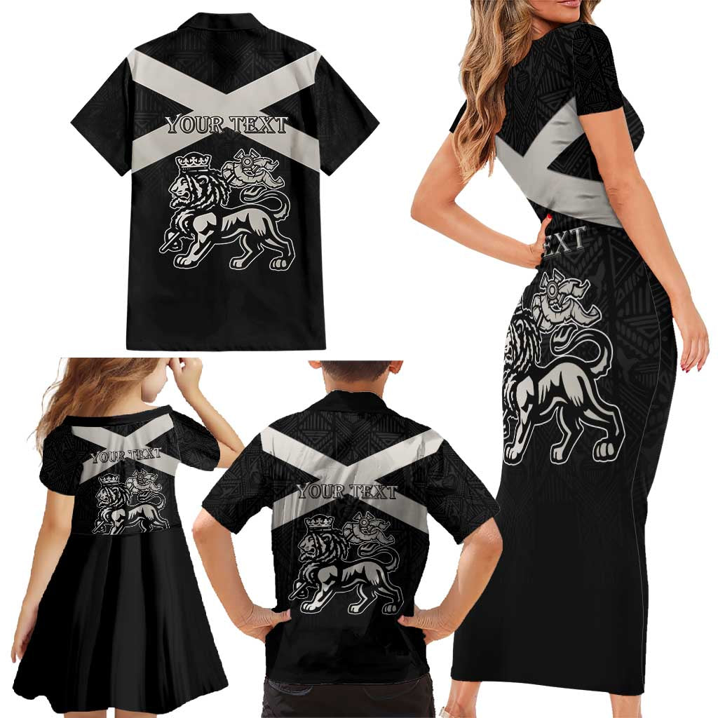 Personalized Jamaica Family Matching Short Sleeve Bodycon Dress and Hawaiian Shirt Coat Of Arms With Rastafarian Lion Silver Color - Wonder Print Shop