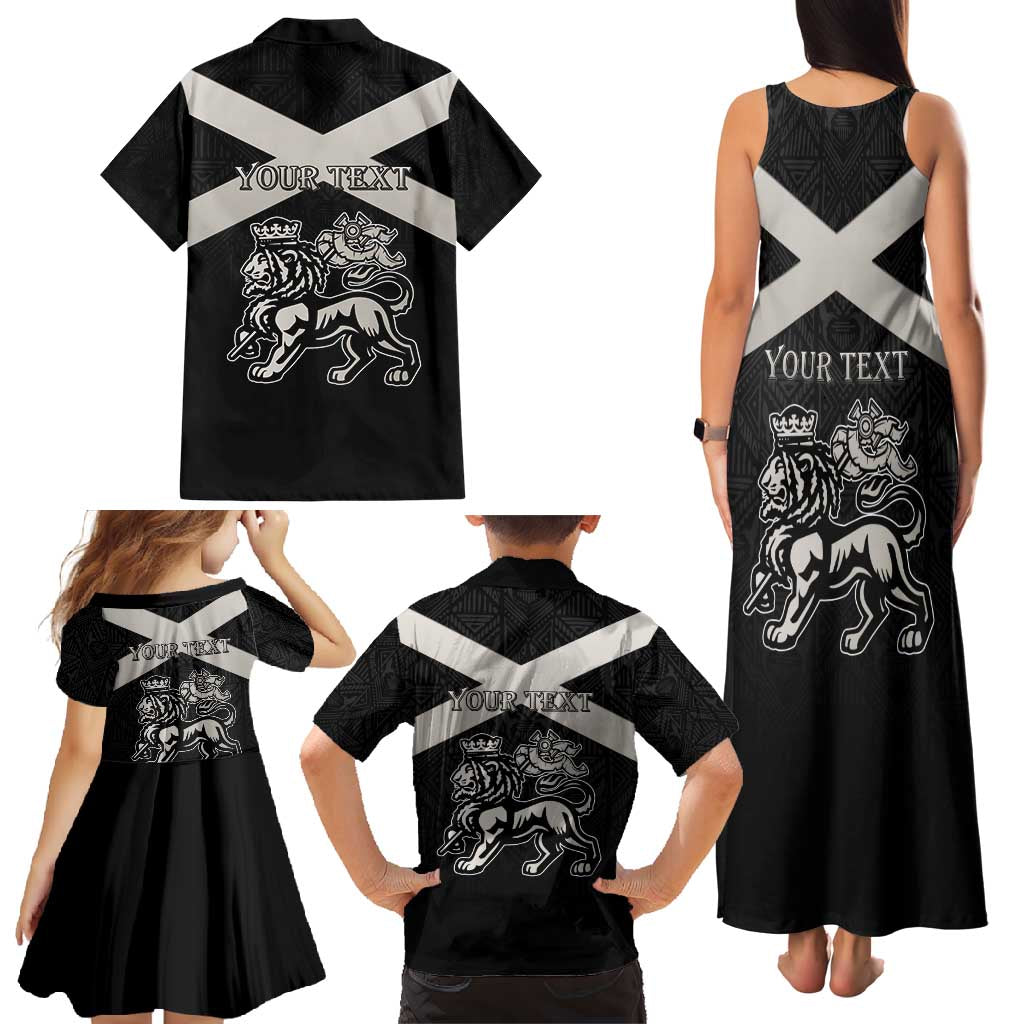 Personalized Jamaica Family Matching Tank Maxi Dress and Hawaiian Shirt Coat Of Arms With Rastafarian Lion Silver Color - Wonder Print Shop