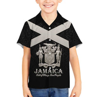 Personalized Jamaica Family Matching Tank Maxi Dress and Hawaiian Shirt Coat Of Arms With Rastafarian Lion Silver Color - Wonder Print Shop