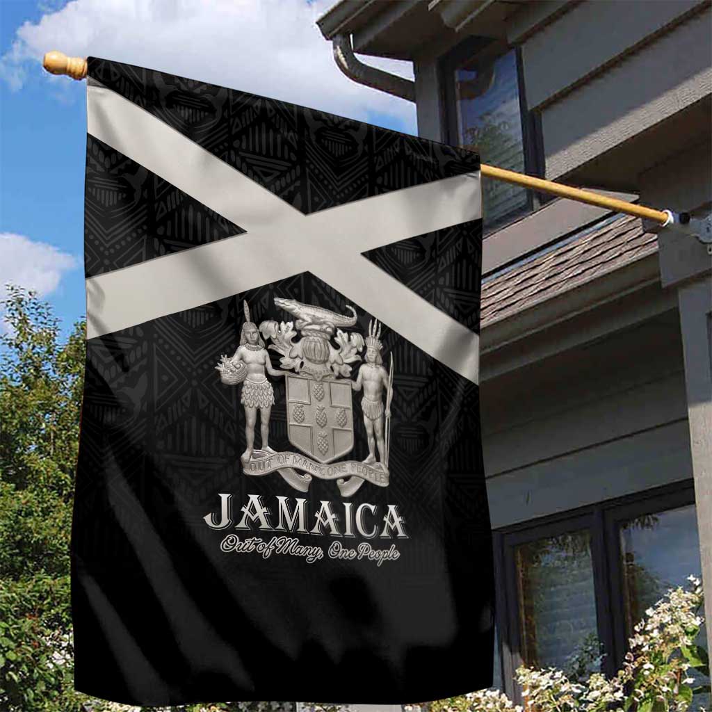 Jamaica Garden Flag Coat Of Arms With Rastafarian Lion Silver Color - Wonder Print Shop