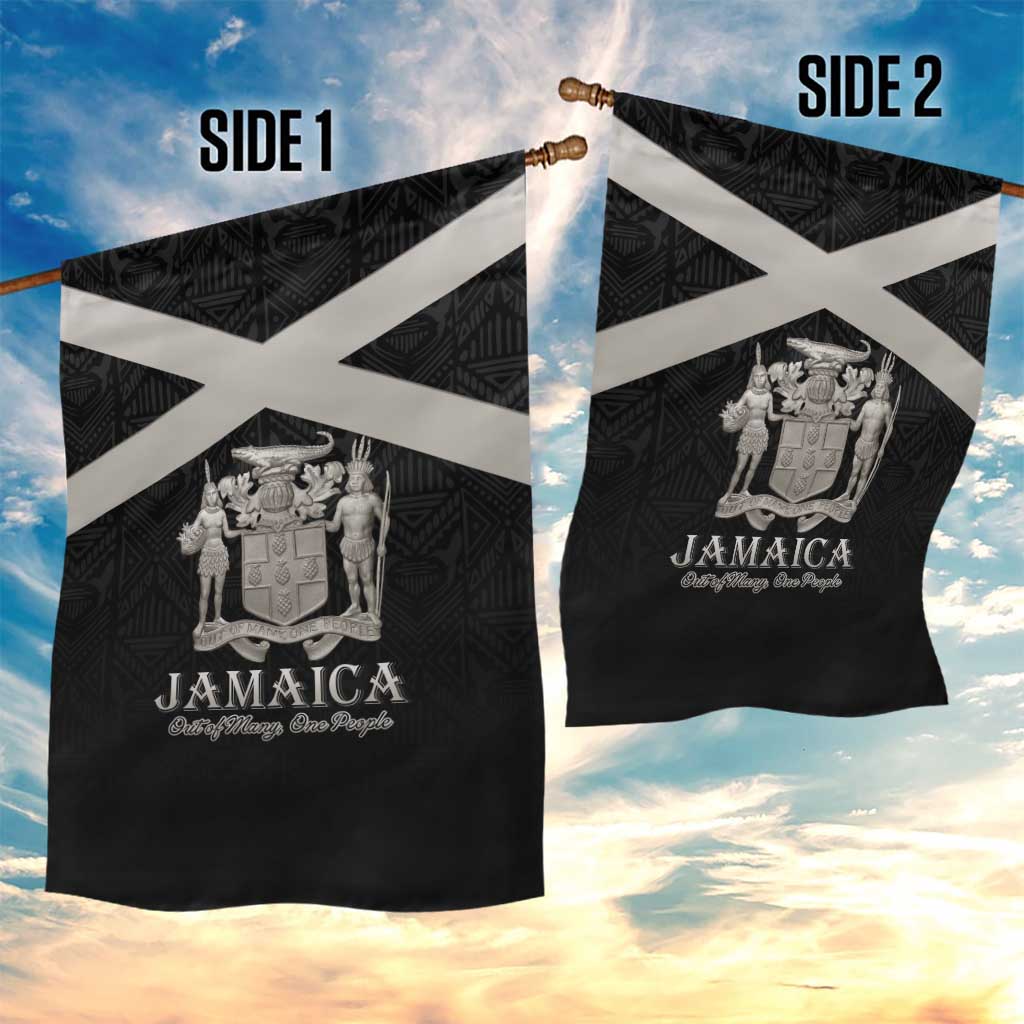 Jamaica Garden Flag Coat Of Arms With Rastafarian Lion Silver Color - Wonder Print Shop