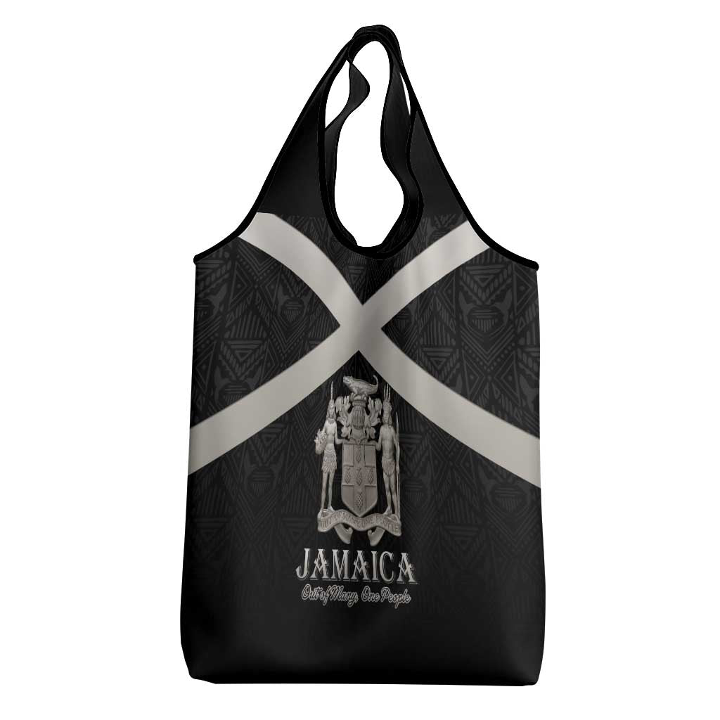 Jamaica Grocery Bag Coat Of Arms With Rastafarian Lion Silver Color - Wonder Print Shop