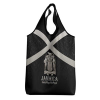 Jamaica Grocery Bag Coat Of Arms With Rastafarian Lion Silver Color - Wonder Print Shop