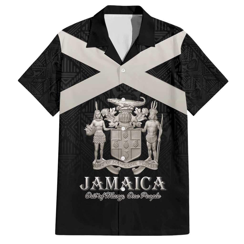 Personalized Jamaica Hawaiian Shirt Coat Of Arms With Rastafarian Lion Silver Color - Wonder Print Shop