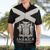 Personalized Jamaica Hawaiian Shirt Coat Of Arms With Rastafarian Lion Silver Color - Wonder Print Shop