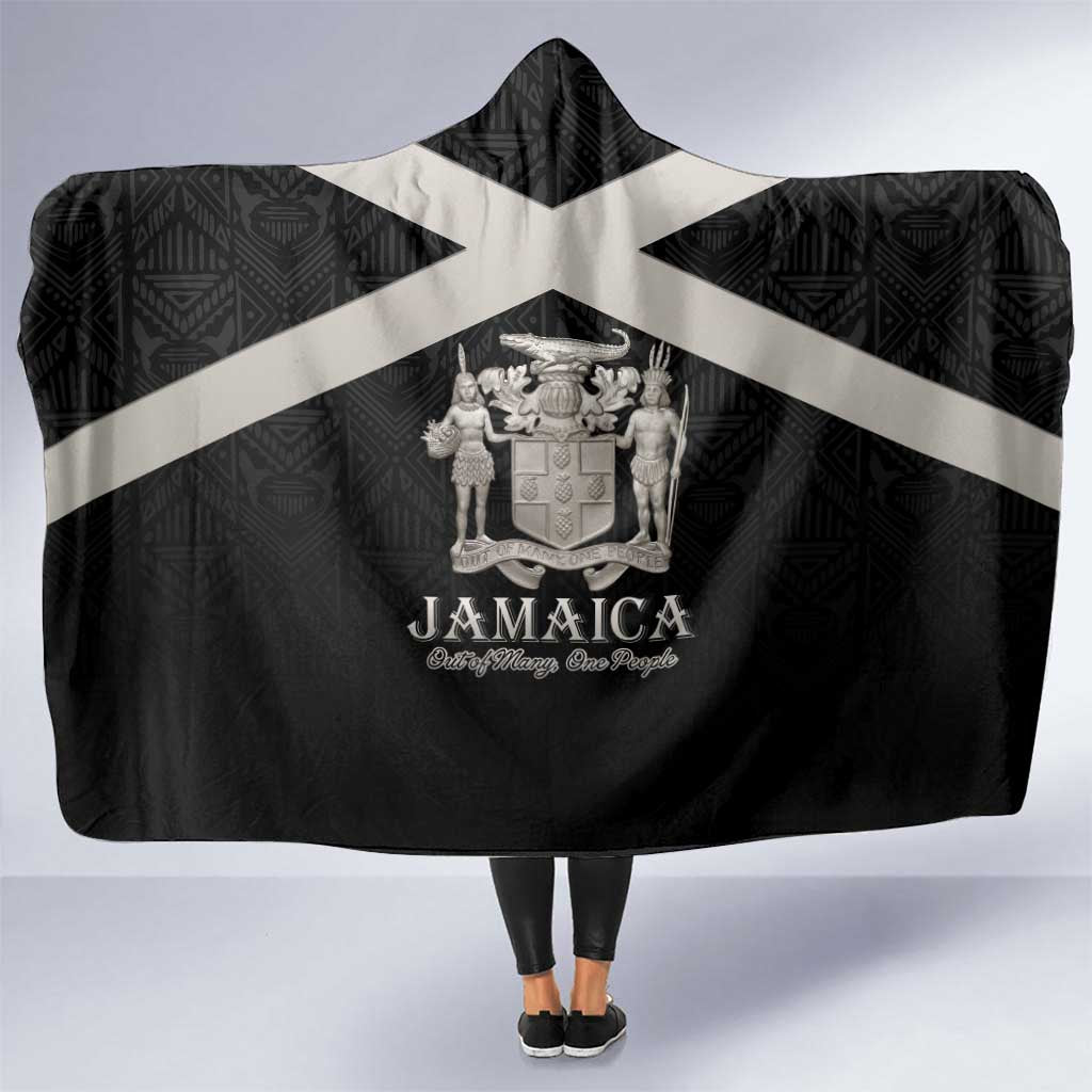 Jamaica Hooded Blanket Coat Of Arms With Rastafarian Lion Silver Color - Wonder Print Shop