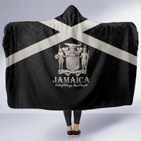 Jamaica Hooded Blanket Coat Of Arms With Rastafarian Lion Silver Color - Wonder Print Shop