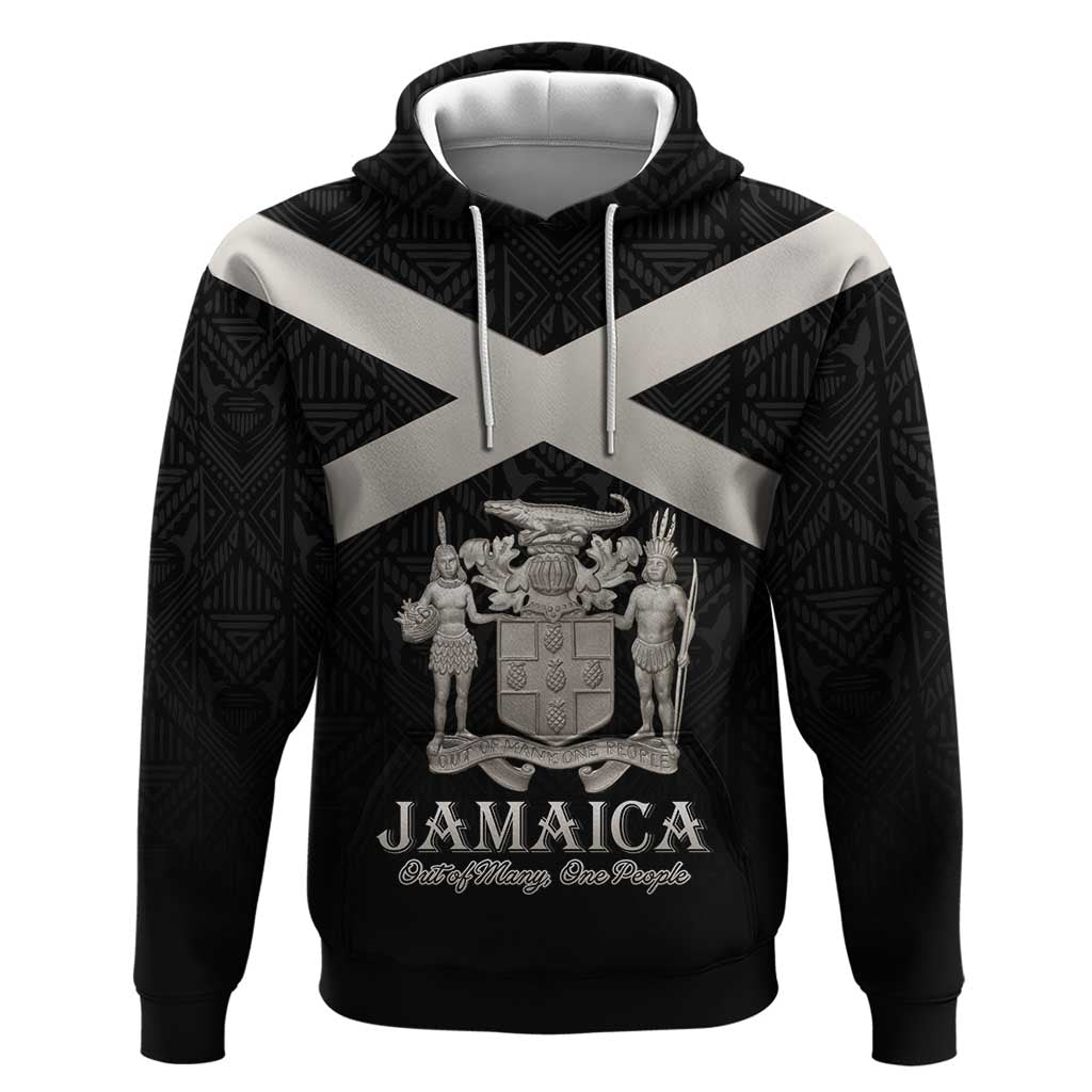 Personalized Jamaica Hoodie Coat Of Arms With Rastafarian Lion Silver Color - Wonder Print Shop