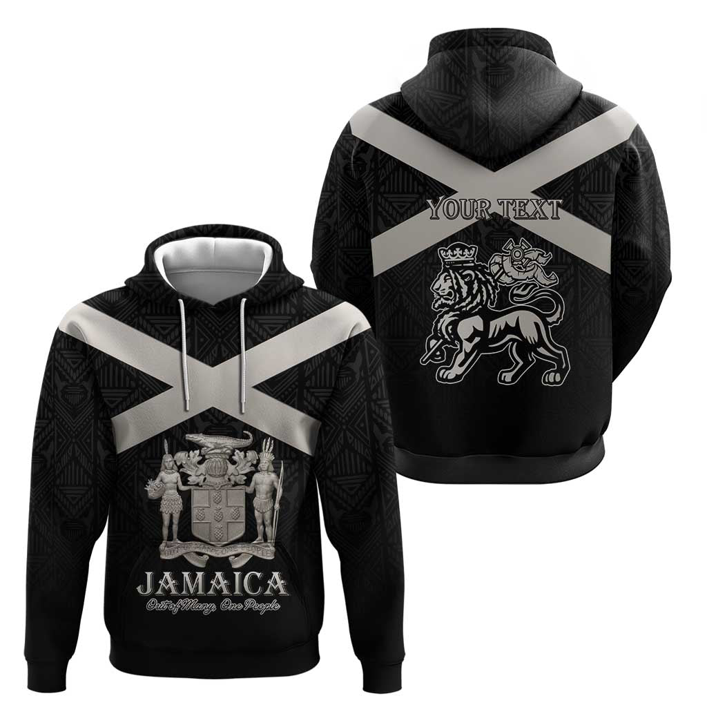 Personalized Jamaica Hoodie Coat Of Arms With Rastafarian Lion Silver Color - Wonder Print Shop