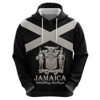 Personalized Jamaica Hoodie Coat Of Arms With Rastafarian Lion Silver Color - Wonder Print Shop