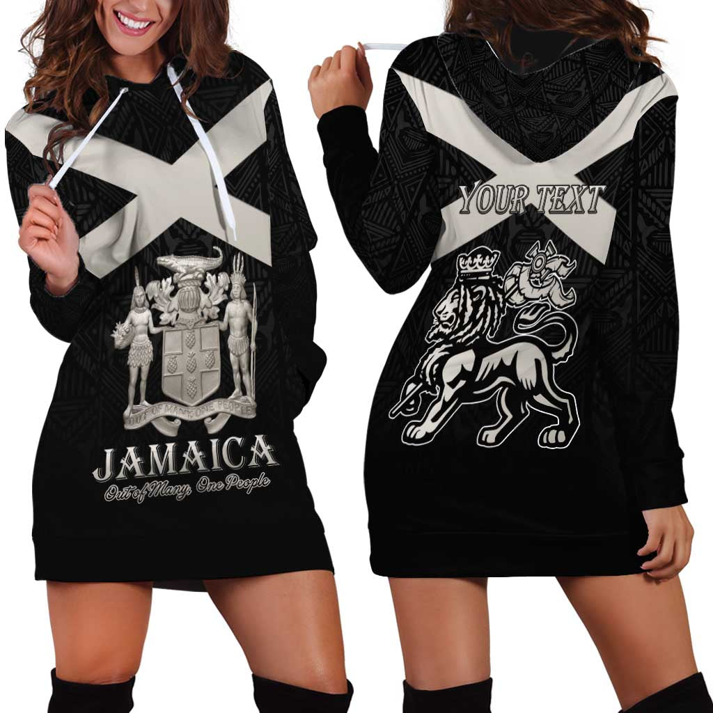 Personalized Jamaica Hoodie Dress Coat Of Arms With Rastafarian Lion Silver Color - Wonder Print Shop