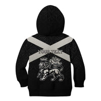 Personalized Jamaica Kid Hoodie Coat Of Arms With Rastafarian Lion Silver Color - Wonder Print Shop