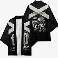 Personalized Jamaica Kimono Coat Of Arms With Rastafarian Lion Silver Color - Wonder Print Shop