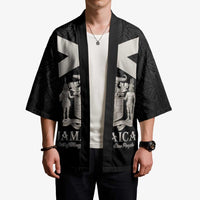Personalized Jamaica Kimono Coat Of Arms With Rastafarian Lion Silver Color - Wonder Print Shop
