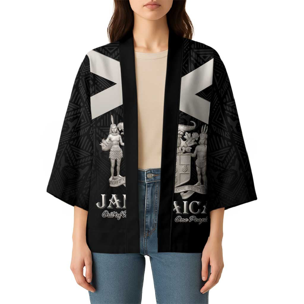 Personalized Jamaica Kimono Coat Of Arms With Rastafarian Lion Silver Color - Wonder Print Shop