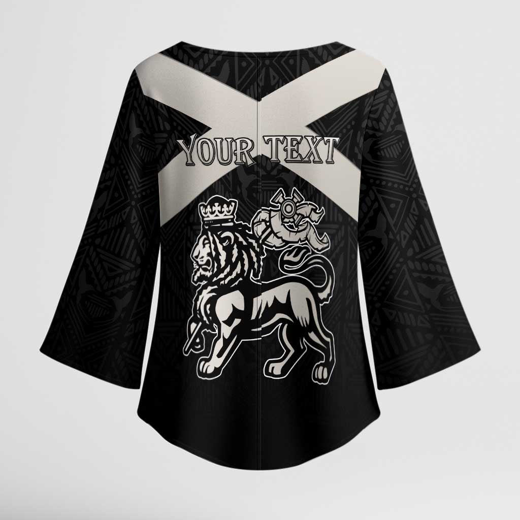 Personalized Jamaica Kimono Sleeve Blouse Coat Of Arms With Rastafarian Lion Silver Color - Wonder Print Shop