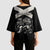 Personalized Jamaica Kimono Sleeve Blouse Coat Of Arms With Rastafarian Lion Silver Color - Wonder Print Shop