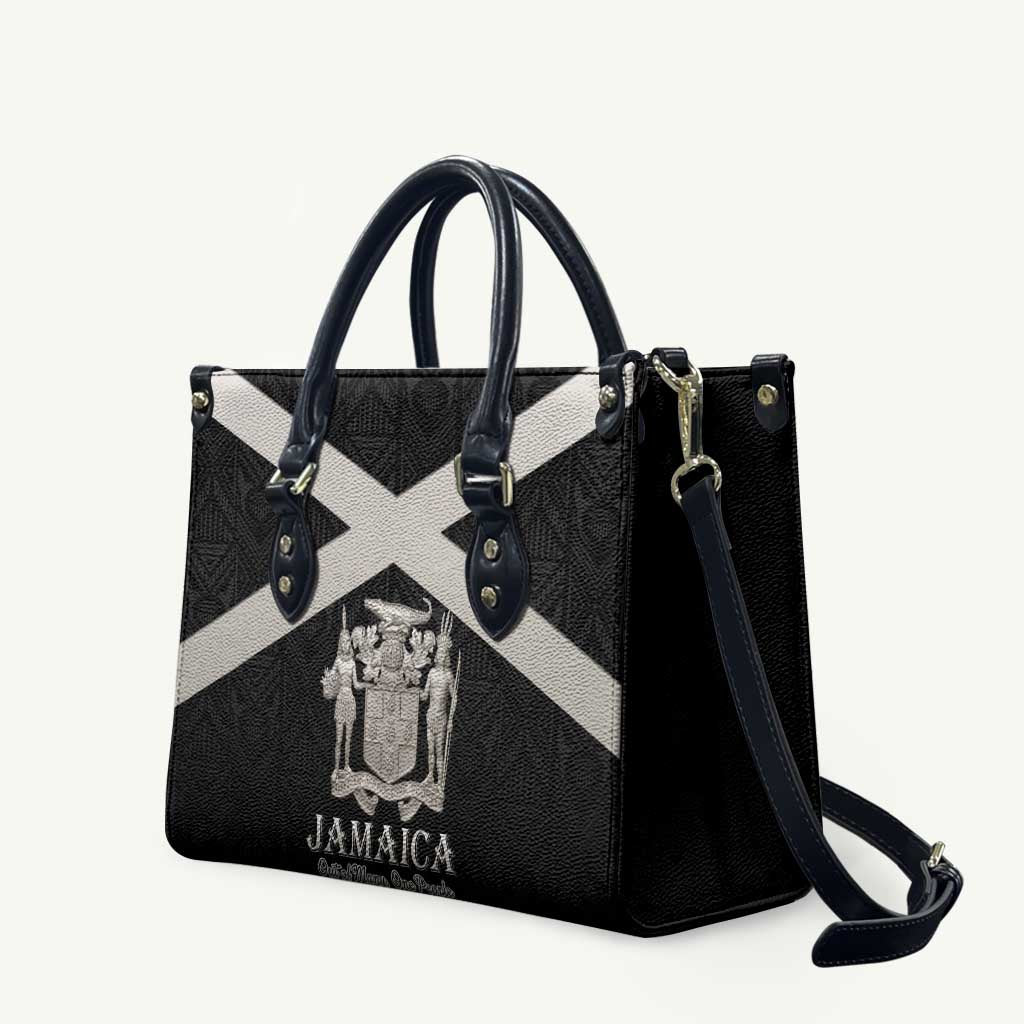 Jamaica Leather Bag Coat Of Arms With Rastafarian Lion Silver Color - Wonder Print Shop