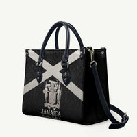 Jamaica Leather Bag Coat Of Arms With Rastafarian Lion Silver Color - Wonder Print Shop