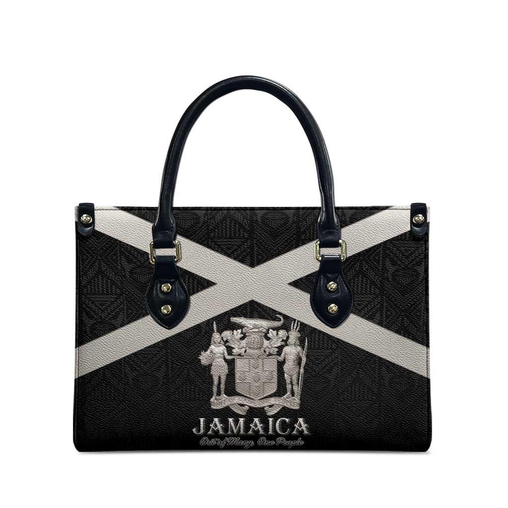 Jamaica Leather Bag Coat Of Arms With Rastafarian Lion Silver Color - Wonder Print Shop