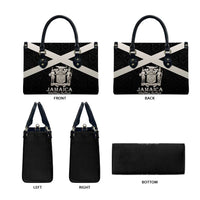Jamaica Leather Bag Coat Of Arms With Rastafarian Lion Silver Color - Wonder Print Shop