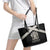Jamaica Leather Tote Bag Coat Of Arms With Rastafarian Lion Silver Color - Wonder Print Shop