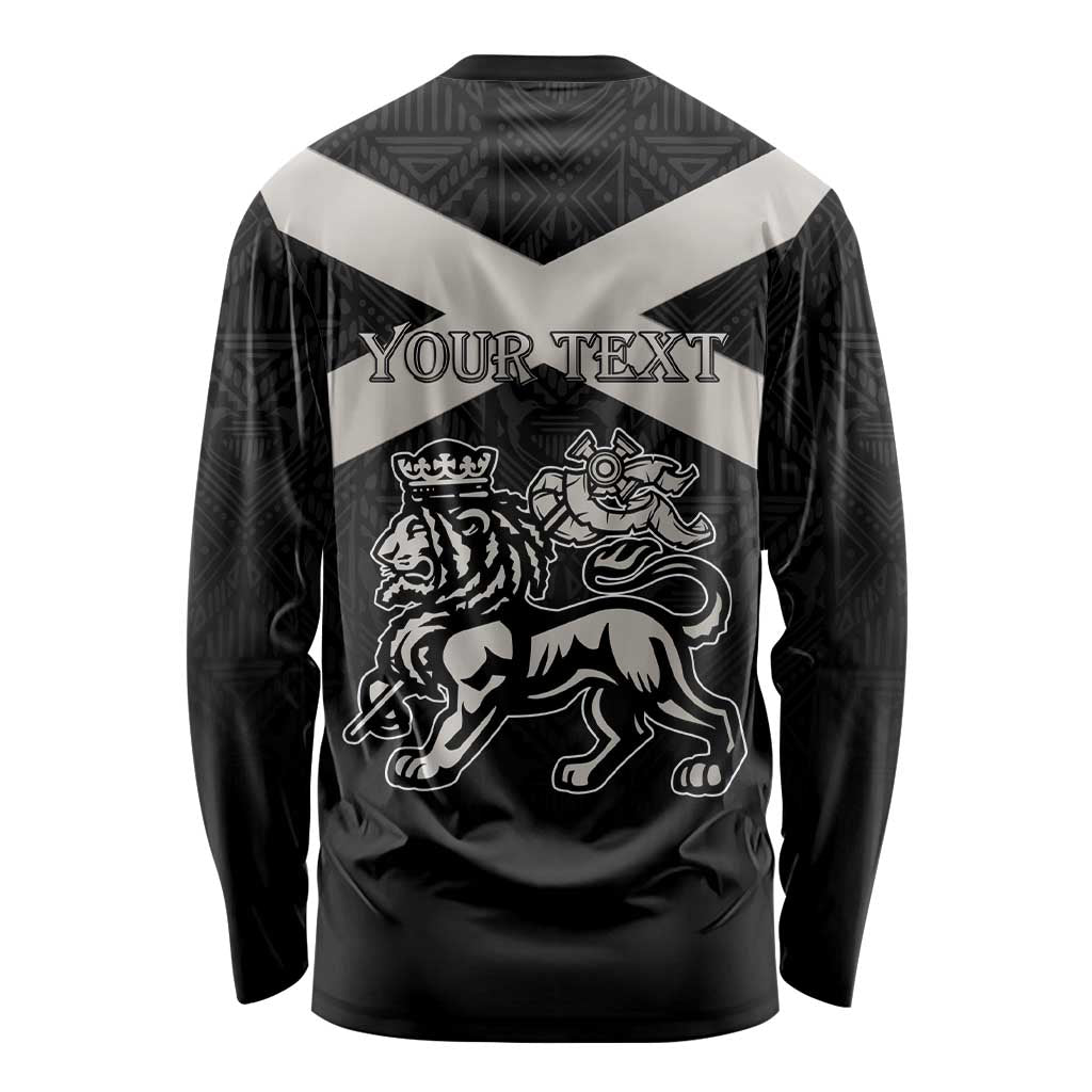 Personalized Jamaica Long Sleeve Shirt Coat Of Arms With Rastafarian Lion Silver Color - Wonder Print Shop
