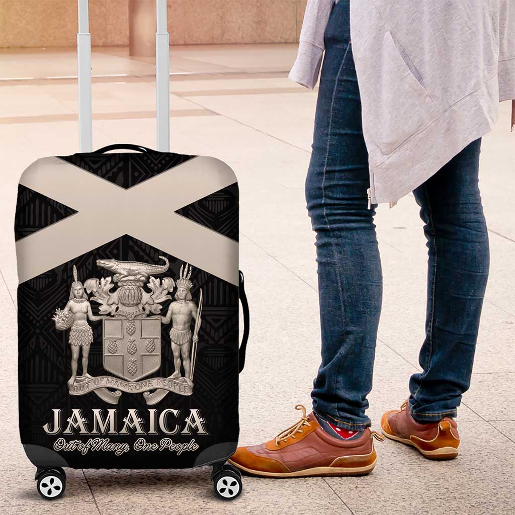Jamaica Luggage Cover Coat Of Arms With Rastafarian Lion Silver Color - Wonder Print Shop