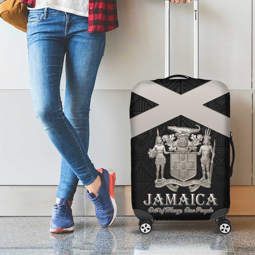 Jamaica Luggage Cover Coat Of Arms With Rastafarian Lion Silver Color - Wonder Print Shop