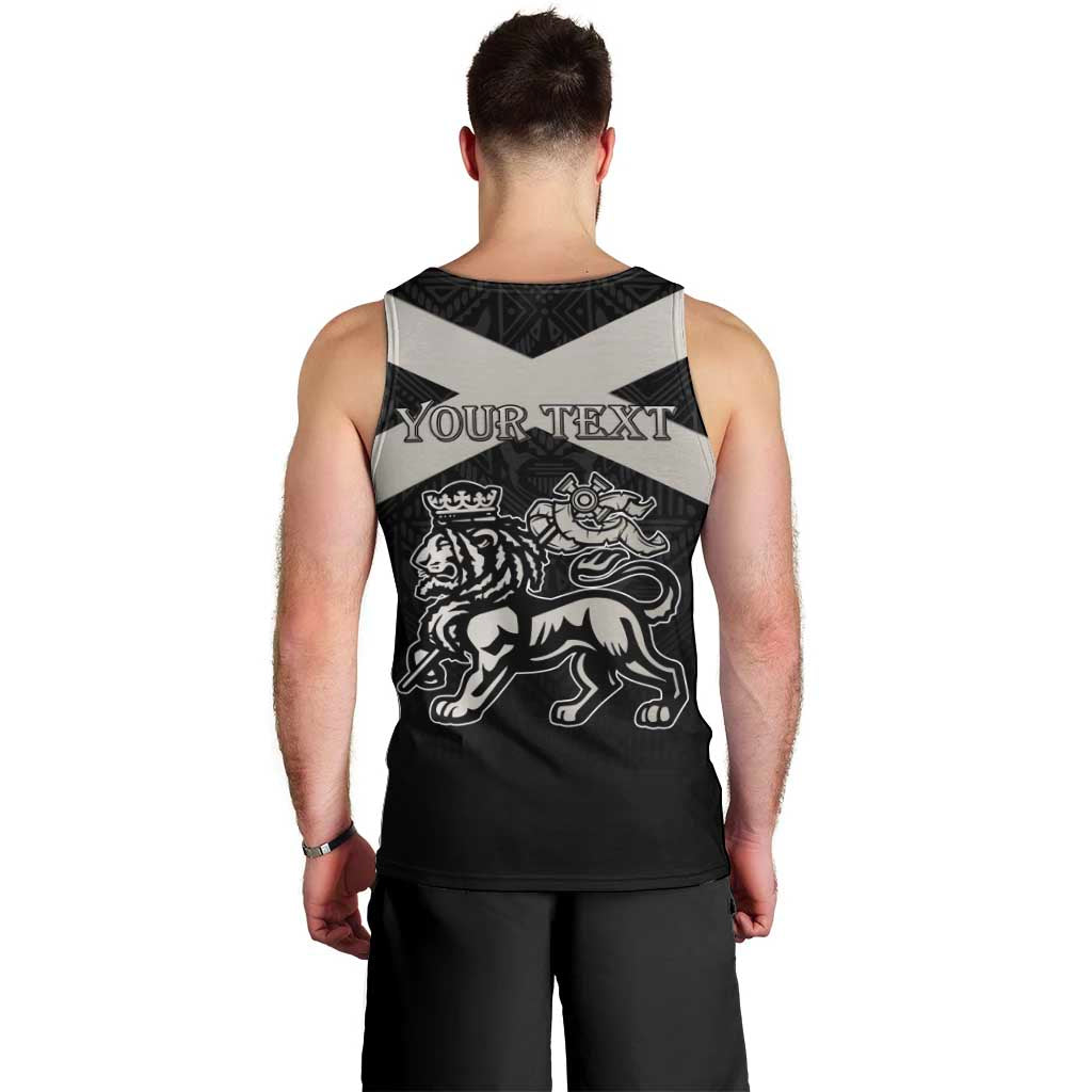 Personalized Jamaica Men Tank Top Coat Of Arms With Rastafarian Lion Silver Color - Wonder Print Shop