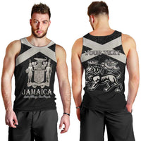 Personalized Jamaica Men Tank Top Coat Of Arms With Rastafarian Lion Silver Color - Wonder Print Shop