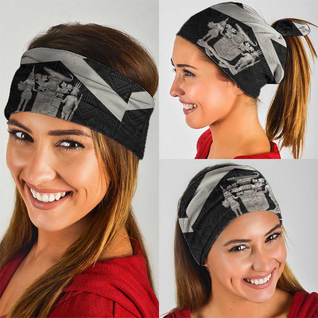 Jamaica Neck Gaiter Coat Of Arms With Rastafarian Lion Silver Color - Wonder Print Shop