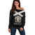 Personalized Jamaica Off Shoulder Sweater Coat Of Arms With Rastafarian Lion Silver Color - Wonder Print Shop